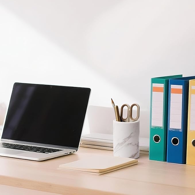 WORHE Natural Marble Pen Holder for Desk, Handcrafted Volakas Sturdy Desk Organizer for Office Supplies Storage Desktop Stationary Makeup Brushes Cup Pencil Holders for Home White (DL002)