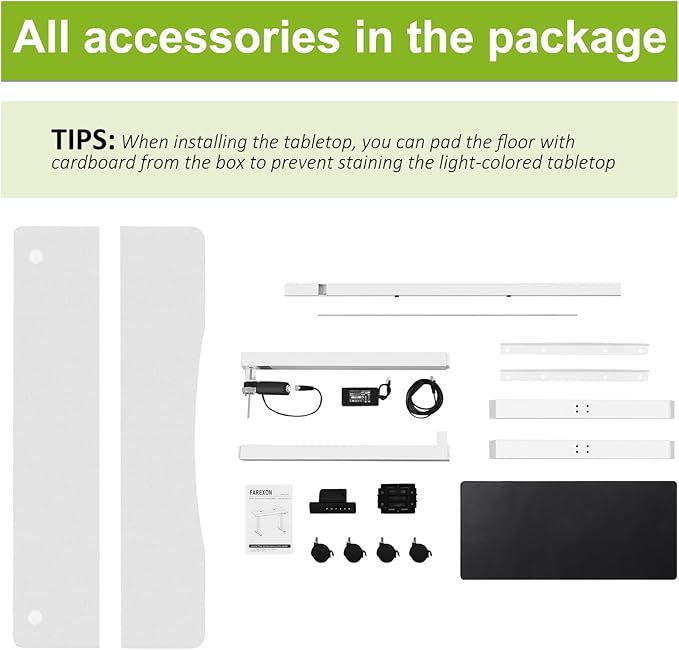farexon Electric Standing Desk Adjustable Height, 55x24 Inches Stand Up Desk with Charging Station, Lockable Casters,27.5''-46.5'' Lifting Range Home Office Computer Desk(White