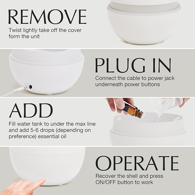 SALKING Essential Oil Diffuser, Fireplace Fire Flame Aromatherapy Diffuser, 150ml Ultrasonic Cool Mist Humidifier, Scent Aroma Diffuser with Auto-Off Function for Home, Room (White)