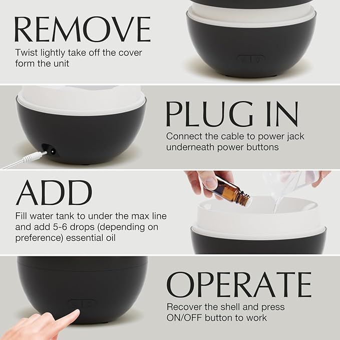 SALKING Flame Diffuser for Essential Oils, Fire Aromatherapy Essential Oil Diffuser, 150ml Ultrasonic Cool Mist Humidifier with Auto-Off Function, Small Diffuser for Home,Office,Bedroom,Gift (Black)