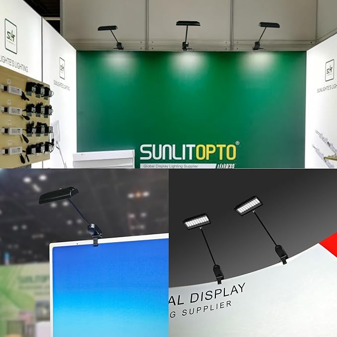 Trade Show Lights LED Display and Exhibit Arm Lighting, Connectable Tradeshow Lights Included Clamps, Mounting Brackets, Power Cables, Connect Cables (2pcs Black) (Black)