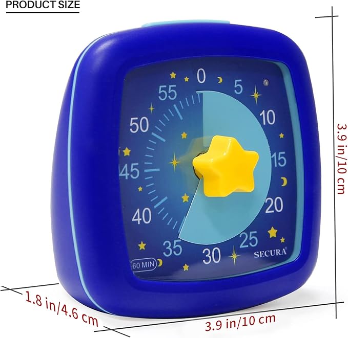 Secura 60-Minute Visual Timer, Silent Study Timer for Kids and Adults, Time Clocks, Time Management Countdown Timer for Teaching (Starry Sky)