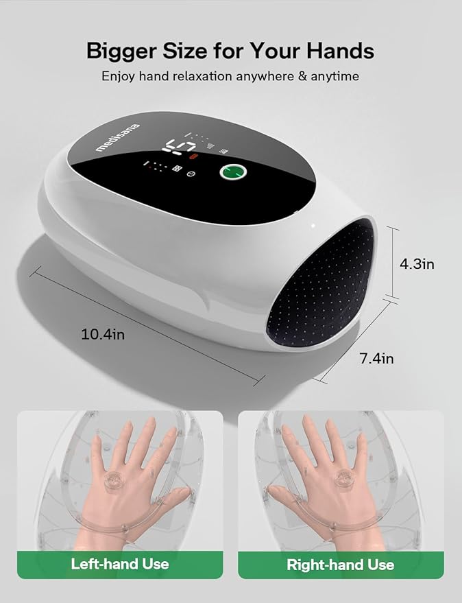 Hand Massager for Arthritis and Carpal Tunnel, 6 Modes 6 Intensities Hand Massager with Heat and Compression, Large LCD Display Full Hand & Wrist Massager, Gift for Women/Men, Office & Home Use