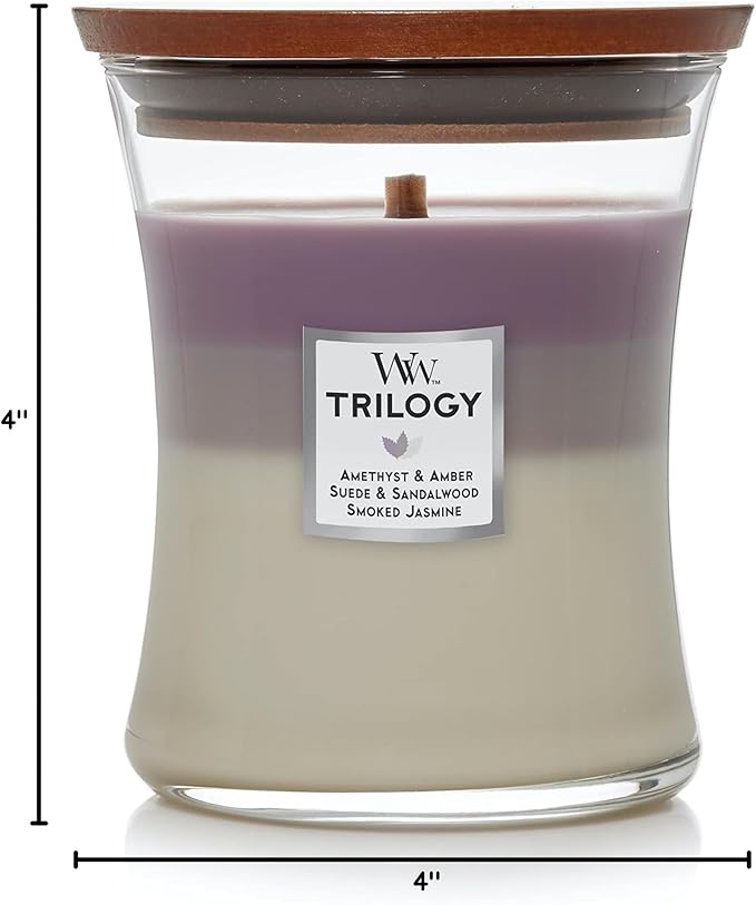 WoodWick Medium Hourglass Candle Amethyst Sky - Premium Soy Blend Wax Pluswick Innovation Wood Wick Made in USA