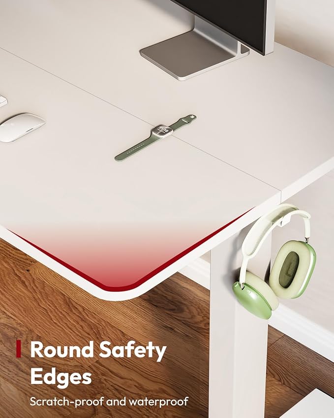 SANODESK Standing Desk Height Adjustable Electric Stand up Desk 40x24 Inches Sit Stand Home Office with Splice Board, White Frame/White Top