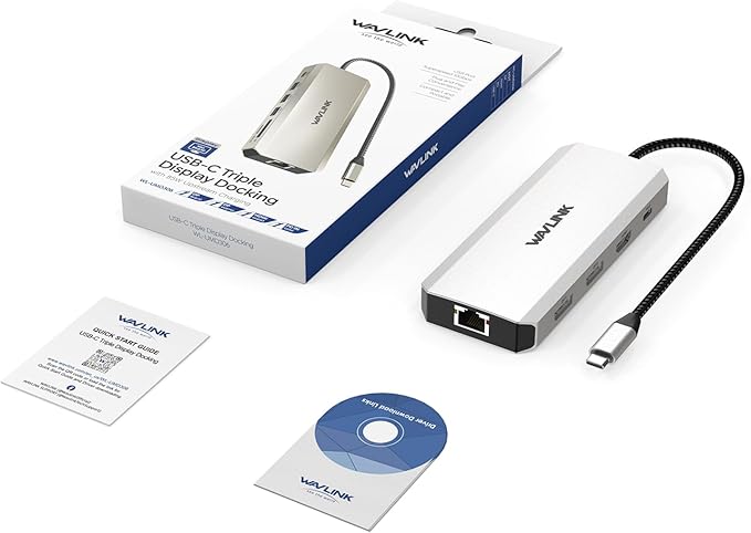 Docking Station Dual Monitor, WAVLINK Displayport Docking Station with Dual DP, HDMI, 100W PD in, 10Gbps USB A/C, 2.5G Ethernet Port for Dell/HP/Lenovo etc, Windows Systerm Computer Only