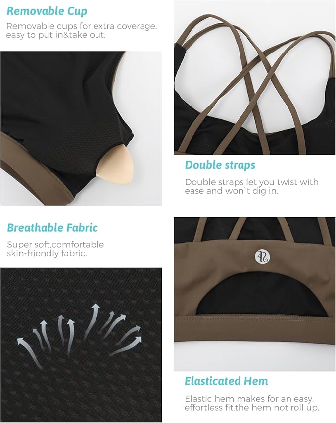 RUNNING GIRL Sports Bras for Women,Padded Sports Bra Tank Top Sexy Crisscross Back High Impact Longline Workout Yoga Bra