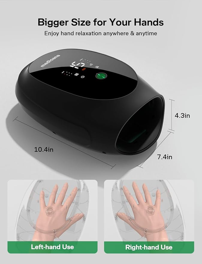 Hand Massager for Arthritis and Carpal Tunnel, 6 Modes 6 Intensities Hand Massager with Heat and Compression, Large LCD Display Full Hand & Wrist Massager, Gift for Women/Men, Office & Home Use