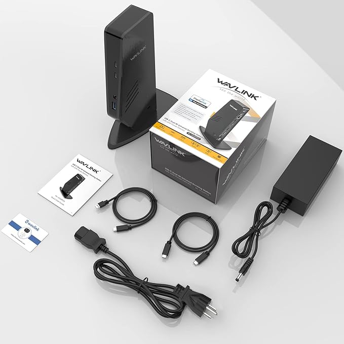 WAVLINK USB 3.0 and USB-C Universal Laptop Docking Station with 65W, Dual Monitor Docking Station for Windows or Mac, 4K HDMI (2 HDMI,2 Display Ports,3 USB-A, 2 USB-C, Ethernet, Audio&Mic)