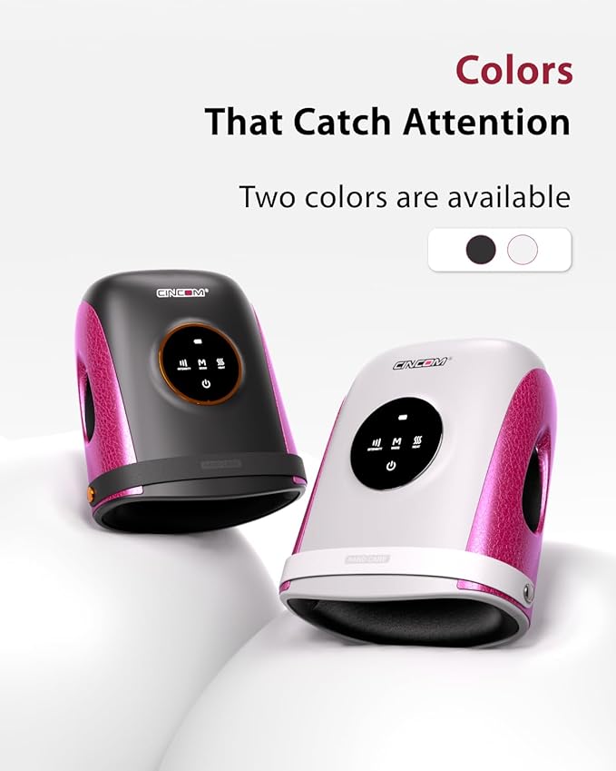 CINCOM Hand Massager with Heat and Compression, Finger and Palm Massage Machine for Pain Relief, Arthritis and Improved Circulation, Gifts for Women, Cordless and Rechargeable (Black)