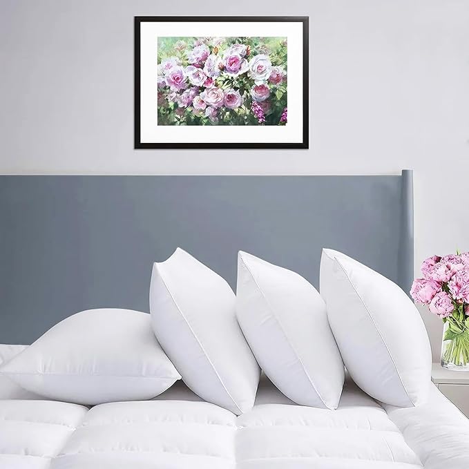 Hotel Collection Bed Pillows Standard Size Set of 2 Back Sleeper Pillow for Adults Stomach Kids Side Sleeping Medium Soft Plush Fluffy White 20x26 inches