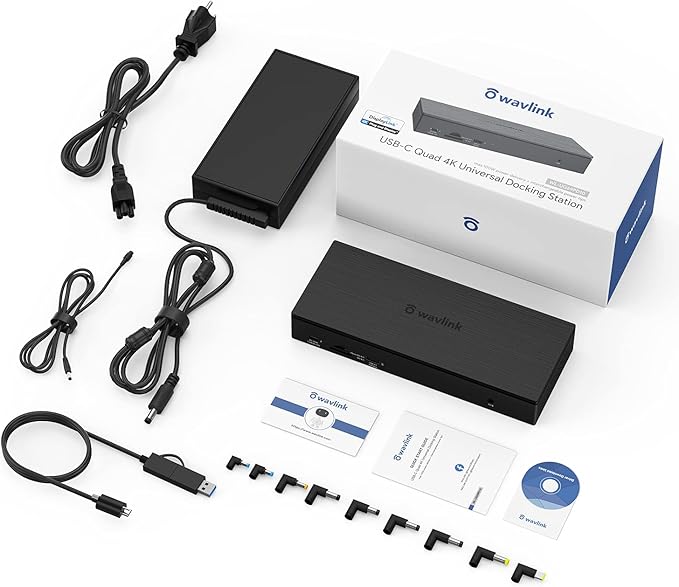 USB C Docking Station, 20-in-1 Universal Displaylink Dock Quad 4K Dual 5K@60Hz Display with 100W Power Delivery/100W DC Charging, 4 HDMI, 4 DisplayPort 1.2, 2.5G Ethernet, USB3.1/3.0, SD/TF 4.0 Slot