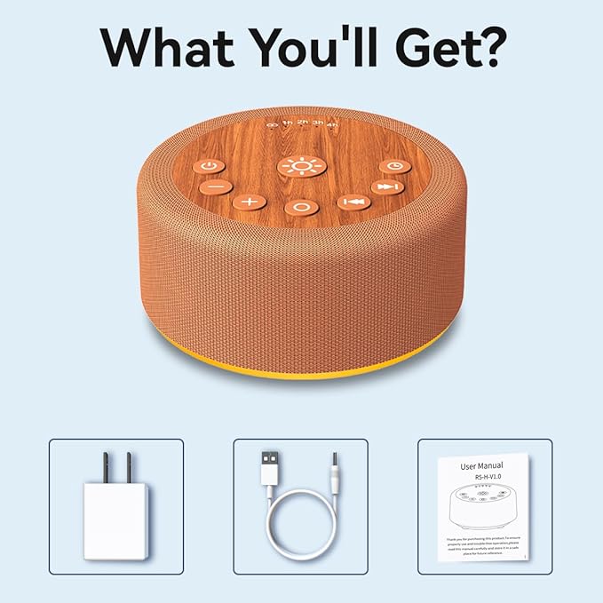 Sleep Sound Machine White Noise Machine with 30 Non Looping Sounds 12 Night light Colors with 5 Timers 36 Adjustable Volume Memory Function Brown Noise Machine for Baby kid Adult & Home Nursery Travel