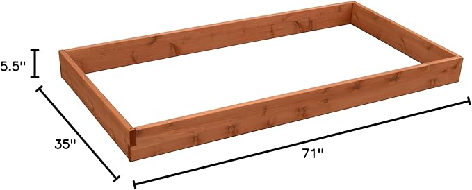 Red Cedar Wood Raised Vegetable Garden Bed - Amish Made in USA (5.5" Raised Bed, Cedar Stain)
