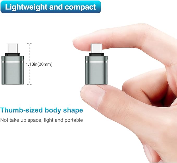 USB C to USB Adapter 3-Pack USB C Male to USB 3.0 Female Adapter Compatibllity for iMac 2021 for iPad Pro 2021 for MacBook Pro 2020 for MacBook Air 2020 and Other Type C or Thunderbolt 3 Devices gray