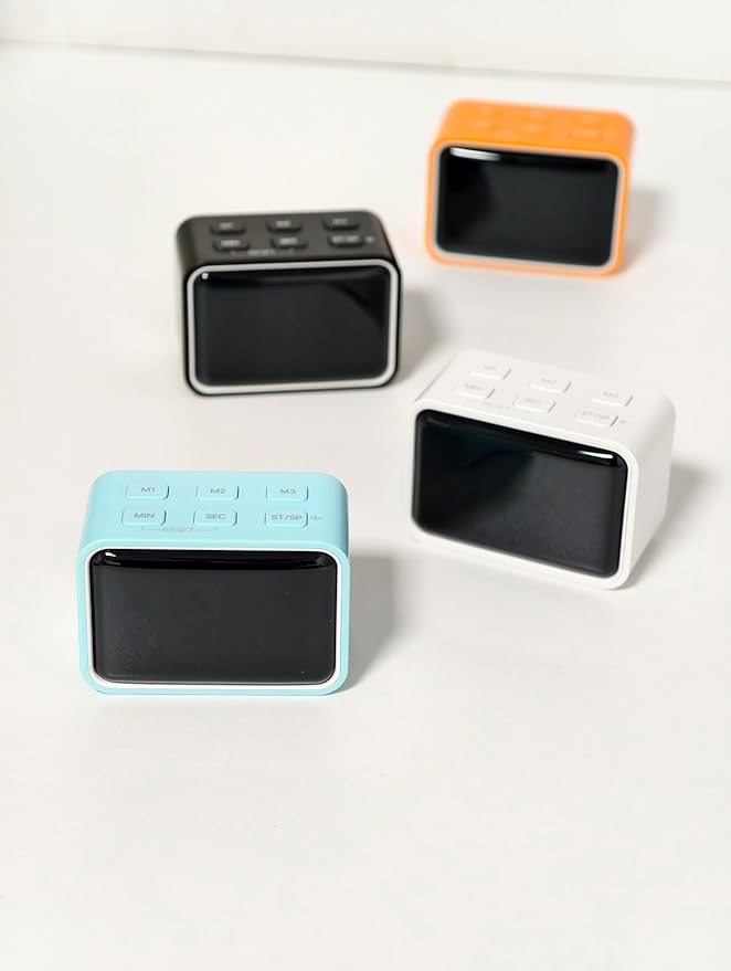 Digital Mini LED Timer, Rechargeable LED Countdown/Up Timer, 3 Pre-Set Memory Time Loud Alarm ON/Off Function, Ideal for Homework, Cooking, Classroom, Office, Kids Students (White)