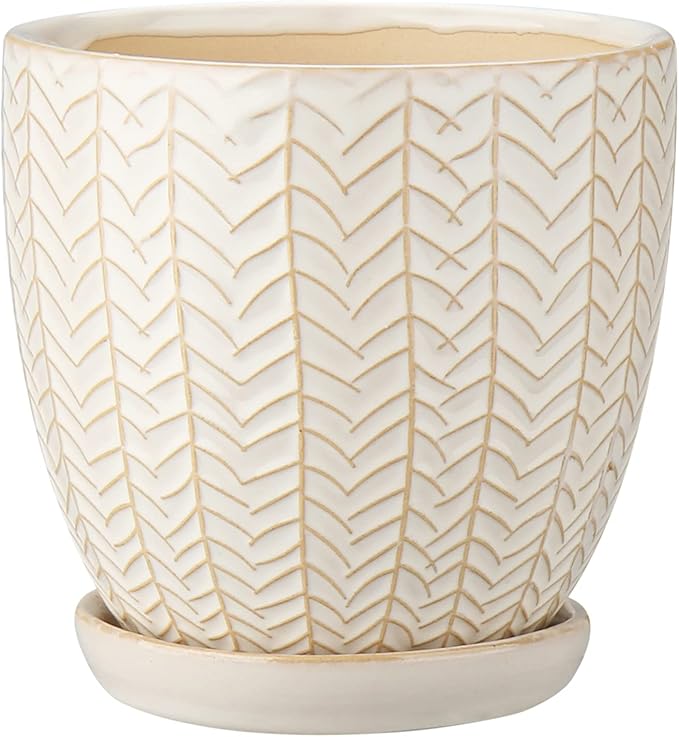 Oairse 4 inches Ceramic Planter Pots 3 Set of Small Round Flower Pots with Drainage Hole and Ceramic Tray for Succulents Cactus Indoor Outdoor Garden Home Windowsill