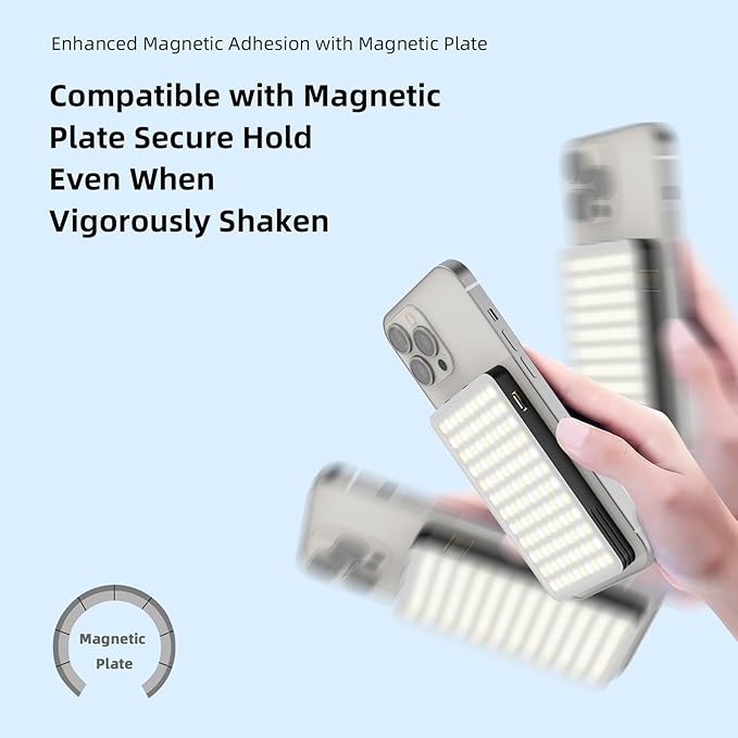 Magnetic Phone Light - 3 Color Temperature, 160 LED Selfie Light with Clip for Phone, Camera, Laptop, iPad, 3000mAh Portable Video Light for TikTok/Vlog,/Zoom Calls,/Makeup (Black)