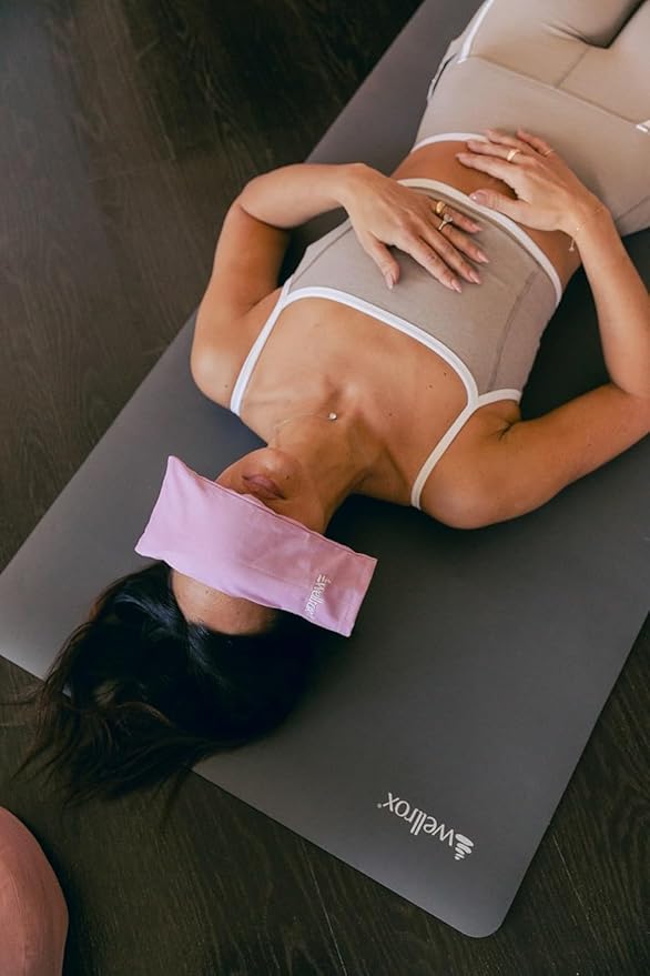 Wellrox Weighted Eye Pillow - Flaxseeds & Lavender Eye Pillow Weighted for Restorative Yoga, Meditation & Stress Relief (Natural, Scented)