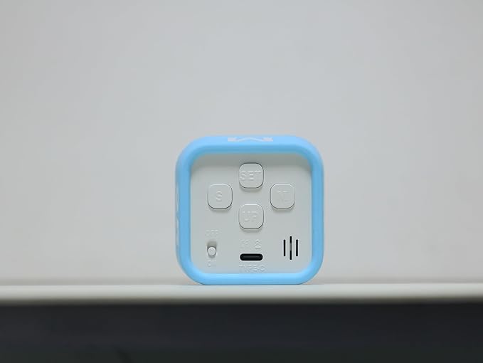 FCXJTU Rotating Pomodoro Cube Visual Timer 5, 25, 10 50 Minutes Preset, Rechargeable Desk Productivity Flip Timer w/Silicone Cover Custom Countdown, Silent Mode for ADHD, Study, Work, School(Blue)