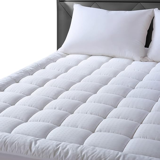 EASELAND RV Short Queen Mattress Pad Pillow Top Quilted Fitted Cooling Mattress Protector Cover Topper Cotton 8-21" Deep Pocket (60x75 Inches, White)