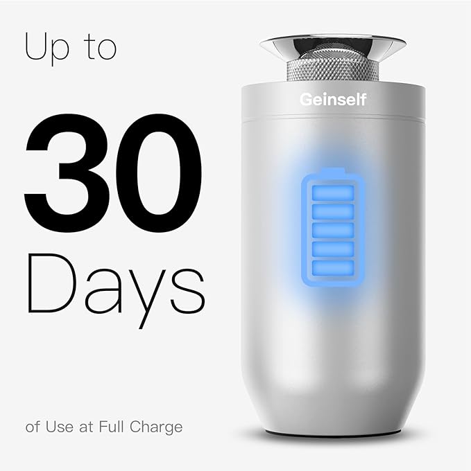 Waterless Essential Oil Diffuser Starter Kit with 4 x 10mL Fragrance Scent Oil, Smart Auto On/Off Car Diffuser Air Freshener, 1/8/24H Timer& 2 Mist Levels Scent Diffuser for Car(Sliver)