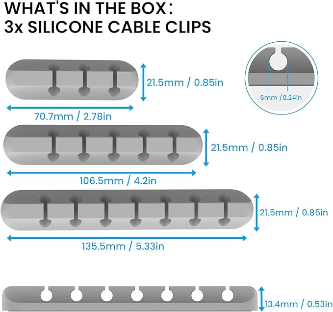 AhaStyle Cable Clips, 3 Pack Cord Holders Cable Organizer Self Adhesive Cord Keeper for Desktop Organizing USB Cable/Nightstand Power Cord/Mouse Cable/Wire PC/Cord Clips for Home Office and Car