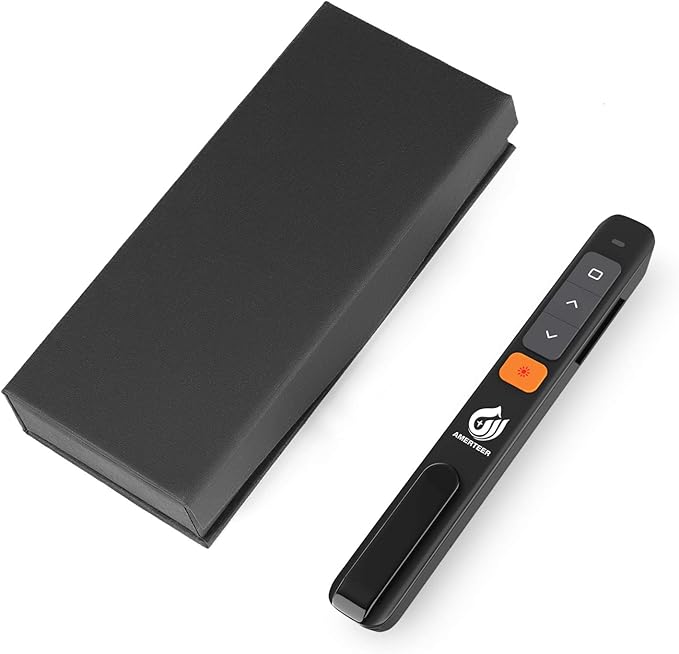 AMERTEER Wireless Presentation clicker for PowerPoint presentations with Hyperlink & Volume Control, RF 2.4GHz USB and Type-C for MacBook/Air/Pro