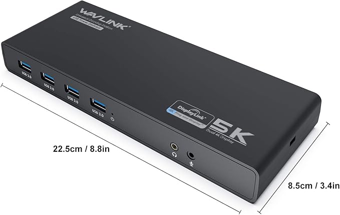 WAVLINK Universal Laptop Docking Station Dual Monitor with 65W Power Delivery for Windows Mac M1/M2, Displaylink Dock, USB C/A to Dual HDMI/DisplayPort Adapter, Gigabit Ethernet, 6 USB 3.0, Audio/Mic