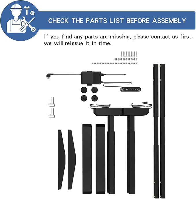 Bilbil Dual Motor Standing Desk Frame, Electric Adjustable Stand Up Base for Home and Office, Legs for 48'' to 70'' Tops (Black Frame Only)