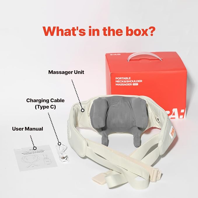 SPA:R Portable Neck Shoulder Massager – Korean MMA Star Choo Sung-Hoon – 4D Deep Kneading with Heat Control – Relieves Back, Shoulder & Muscle Pain – Shiatsu Pillow for Home Body Care