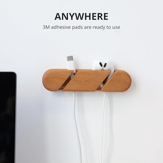 muso wood Cable Clips, Cherry Cord Holder, Cable Management Cord Organizer, Cable Straps for Desk Home and Office