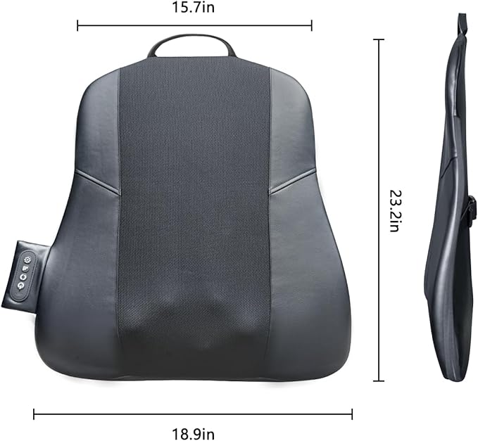 Back Massager for Pain Relief Deep Tissue, Ultrathin Rolling Up and Down Full Back Massage with Heat, 4D Shiatsu Kneading, Shoulder Massager, Extended Widened Design for Home, Office, Car Use, Black