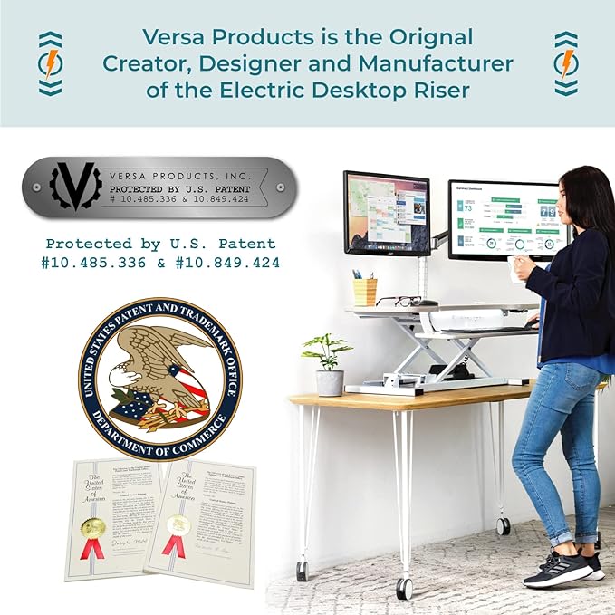 VERSADESK 48 Inch Electric Height Adjustable Ergonomic Desk Converter, PowerPro™ Height Standing Desk Riser, Keyboard Tray, Built-in USB Charging Port, Sit Stand Workstation, Hold 80 lbs, Cherry