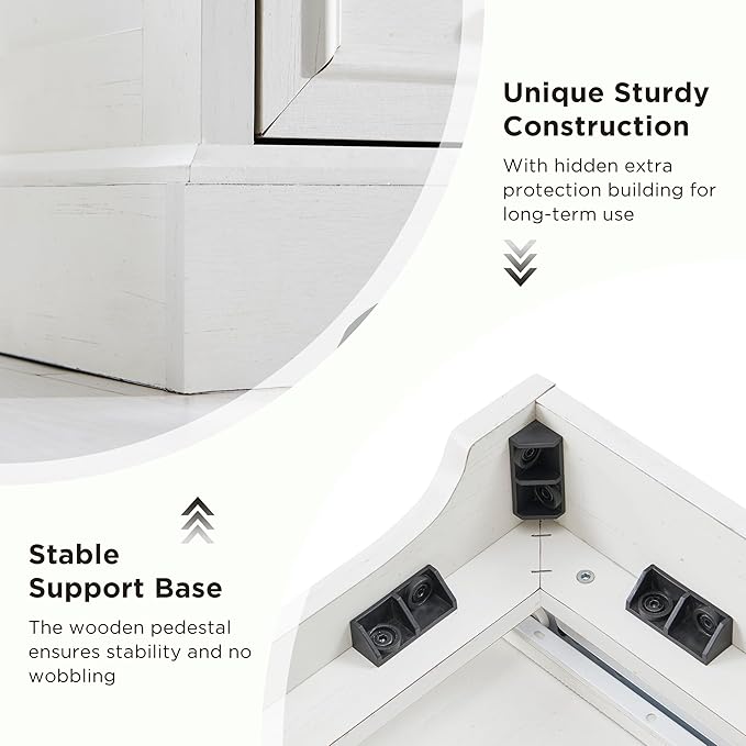 Farmhouse 6 Drawer Dresser for Bedroom, 52 Inch Wide Modern Dresser TV Stand with Large Drawers & Bar Handles, Rustic Wood Chest of Drawers for Bedroom, Living Room, Hallway, Off White