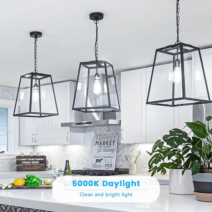 Brightever Edison Light Bulbs 60W Equivalent, Dimmable Light Bulbs, 7W, 850LM Vintage E26 LED Bulb 5000K Daylight White, 90+CRI, ST58 Clear Glass Antique LED Filament Bulb for Porch, 8 Pack