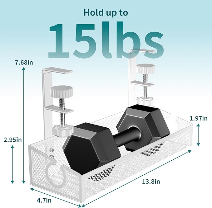 Under Desk Cable Management Tray White, No Drill Desk Cable Management Organizer with Clamp for Desk Wire Management, Desk PC Cord Organizer Accessories & Workspace Organizers for Office, Home(2 Pack)