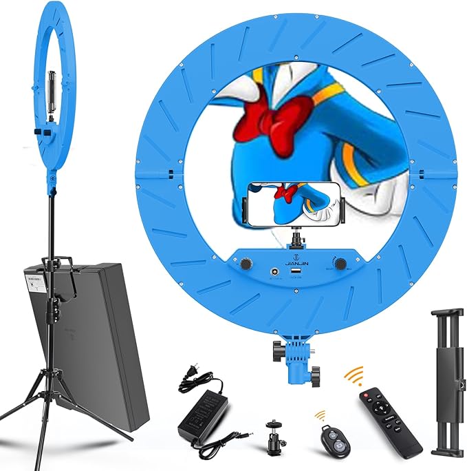 Ring Light 18 INCH Kit,55W6700k Dimmable LED Light, Tripod Stand, Remote Controller,Box for Camera,Smartphone,YouTube,TikTok,Self-Portrait Shooting,CRI95 (Maya Blue)