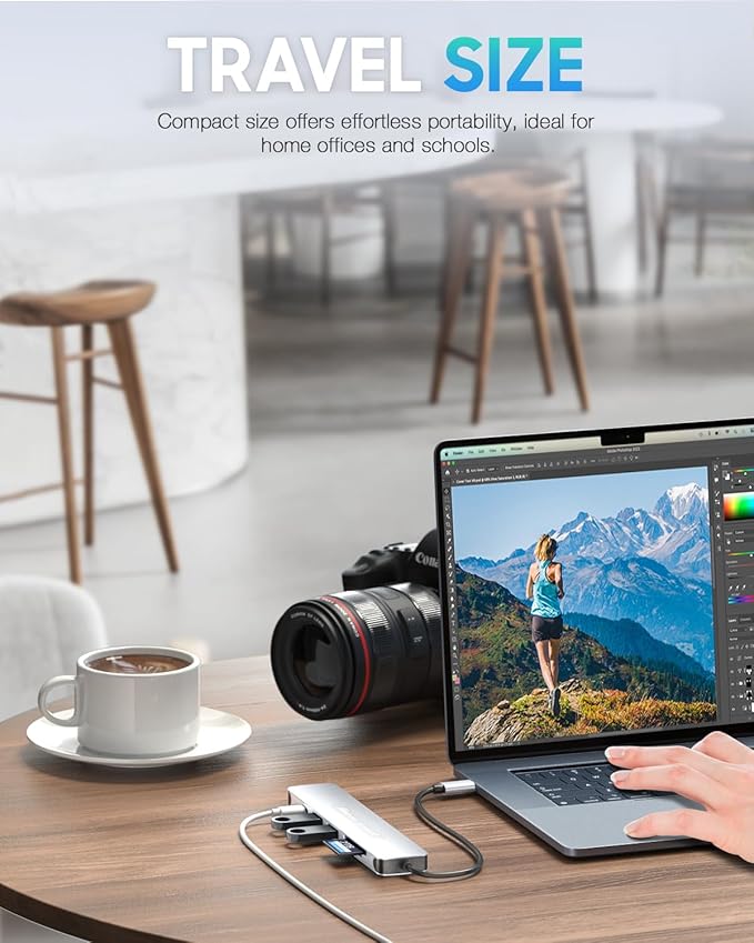 Hiearcool USB C Hub Multi-Port Adapter, 7-in-1 USB-C Dongle with 4K HDMI 100W PD SD/TF Card Reader, USBC Dock Compatible for MacBook Pro/Air Dell XPS Lenovo HP and Other Windows Laptops-Sliver White