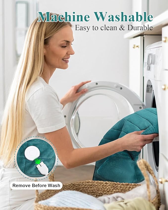 Heating Pad for Neck and Shoulders and Back, 24 x 23 XL Large Heat Wrap for Pain Relief, Birthday Gifts for Women Mom, 2.2lb Weighted, 6 Heat Settings, 4 Timers, Blue