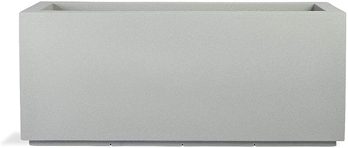 PolyStone Milan Tall Modern Outdoor/Indoor Rectangular Trough Planter, 46" L X 17" W X 19" H, Lightweight, Heavy Duty, Weather Resistant, Polymer Finish, Commercial and Residential (Concrete Gray)
