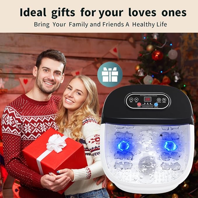 Foot Spa Bath Massager with Heat - Ozone & UV and Blue Light Foot Soaking Tub, Epsom Salt, Adjustable Temperature, Bubble and 8 Rollers, Birthday Gift for Mom Dad