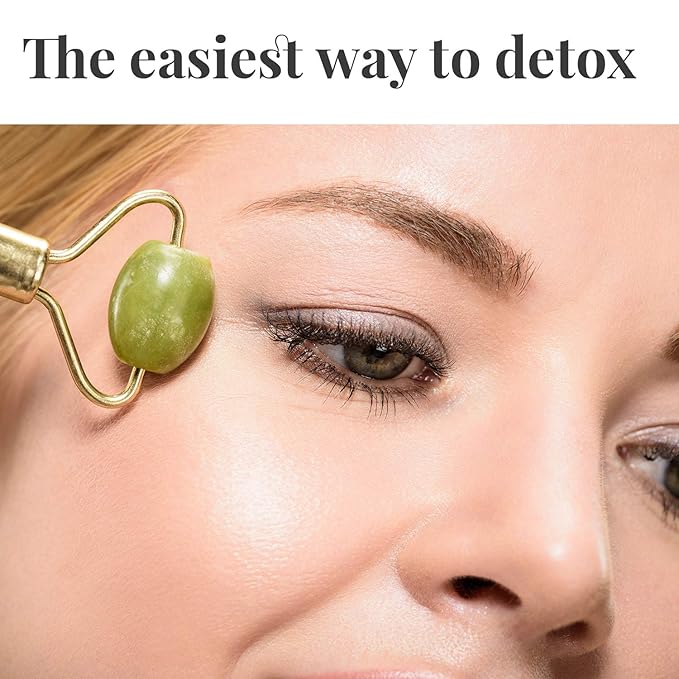 Makady Natural Jade Roller– Gua Sha – Lymphatic Drainage Tool for Face, Neck, Body - Anti Aging Treatment – Reduces Wrinkles and Fine Lines