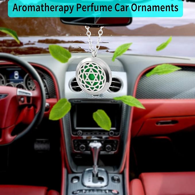 Aromatherapy Essential Oil Diffuser Necklace -Perfume Stainless Steel Pentagram Locket Pendant Jewelry for Women Men Birthday