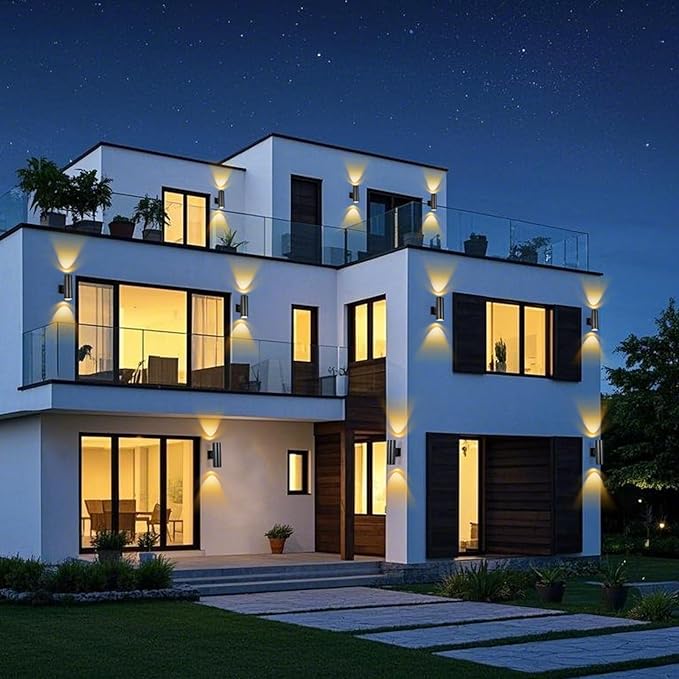 Dusk to Dawn Porch Light 1 Pack, Modern Outdoor Wall Lights with Bulbs, Cylinder Black Outdoor Light Fixture Wall Mount, Up and Down Lighting Wall Sconce for House Porch Door