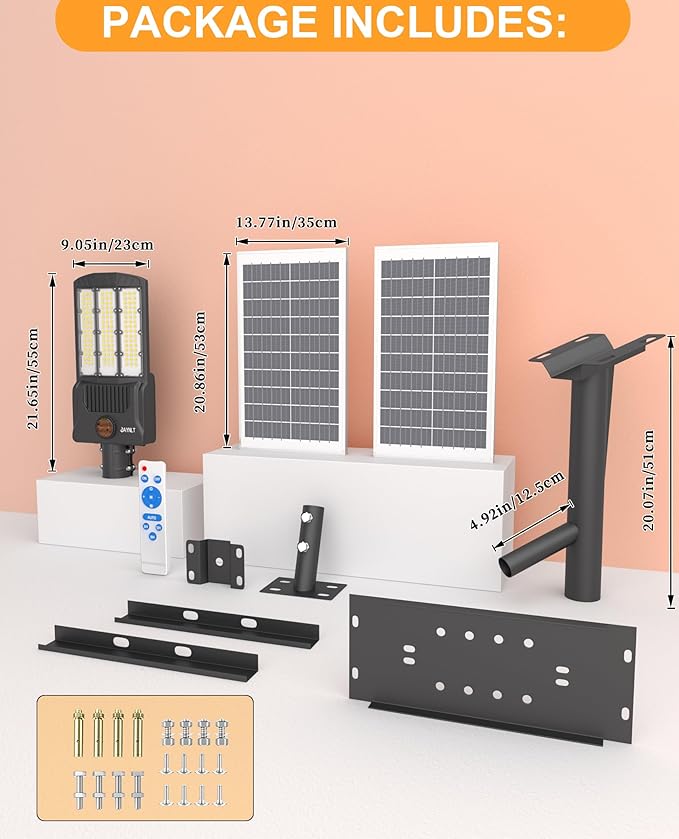 JAYNLT Y-11000W Solar Street Lights Outdoor,800000LM 6500K Bright Parking Lot Lights Commercial,Split Flood Lights Solar Powered,IP67 Waterproof Solar Security Lamps for Street,Farm
