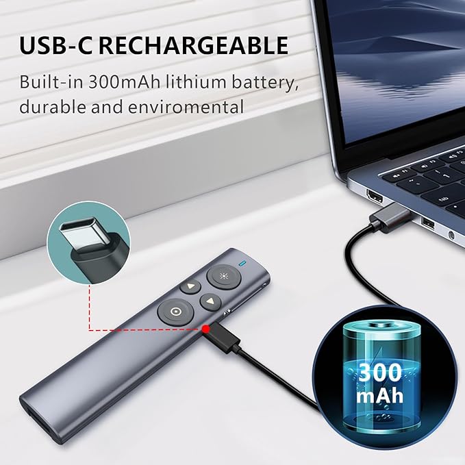 Norwii Presentation Clicker with Digital Pointer for TV LED LCD Screen, Presentation Remote, Slide Clicker, Wireless Presenter with Highlight, Magnify, Mouse Left Click - N95s Pro 32G(Red Light)