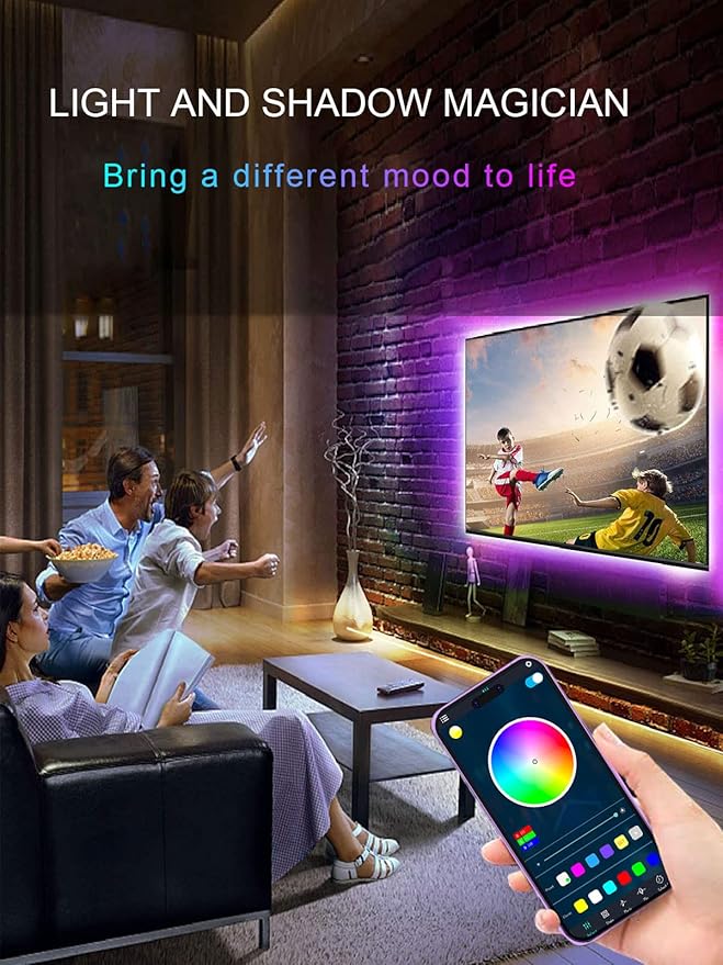 LED Lights for TV, 16.4ft LED Lights for 45-75 Inch TVs, RGB TV Backlight Behind, Music Sync Bluetooth APP & Remote Control Strip Lights USB Powered for Bedroom, Gaming, Home Décor