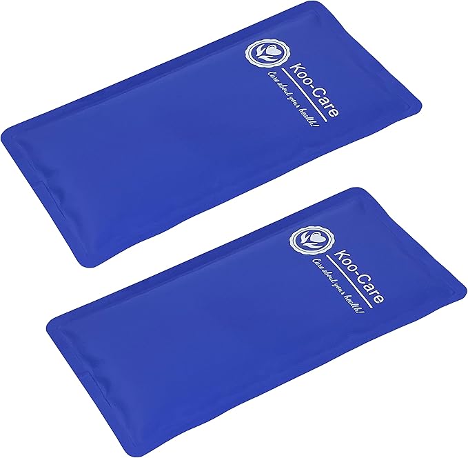 Koo-Care Gel Ice Pack for Injuries Reusable Flexible Cold Hot Therapy Compress for Head, Shoulder, Lower Back, Waist, Elbow, Knee, Ankle Pain Relief from Migraine, Post-Surgery 11x.5.9 Inch, 2 Pack