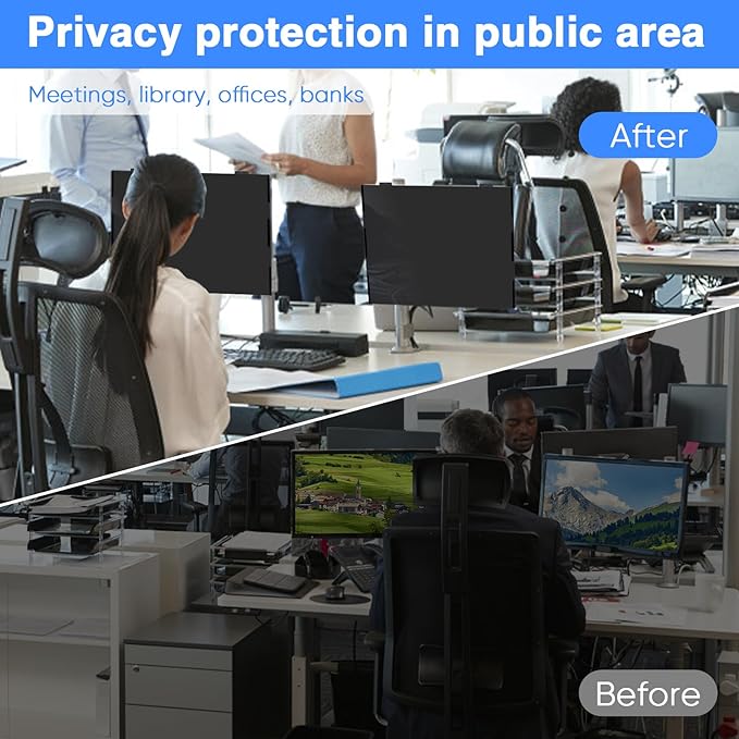 Magnetic Computer Privacy Screen, 27 Inch Removable Hanging Shield for Frameless Monitor 16:9 Widescreen, Anti Blue Light Filter, Anti-Glare Protector